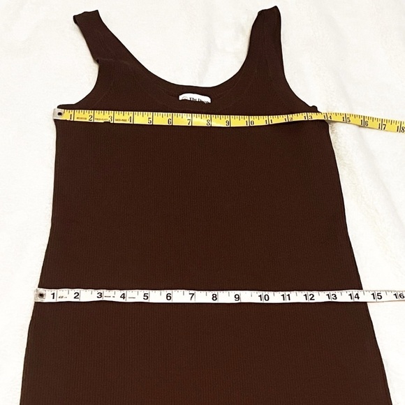 NWT The Drop Yasmine Side Slit Ribbed Scoop Neck Solid Brown Midi Dress Pullover - Picture 6 of 9